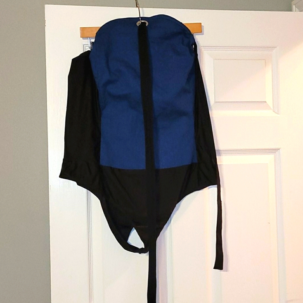 Plus Size Jean Body Suit with Tie around Neck